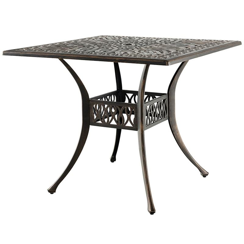 35.4" Square Outdoor Dining Table, All-Weather Cast Aluminum Table with 2.2" Umbrella Hole, 4-Person Dining Table for Garden, Backyard & Poolside