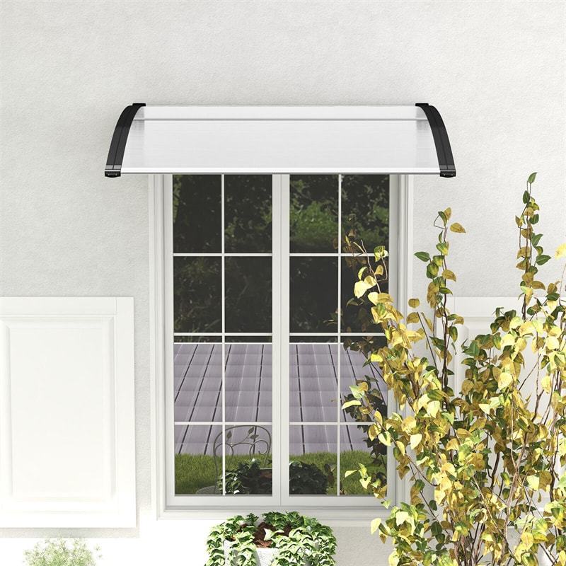 40" x 48" Window Awning, Modern Polycarbonate Overhead Door Awning Canopy with Hollow Sheet for Rain Snow Sunlight UV Protection UPF 50+