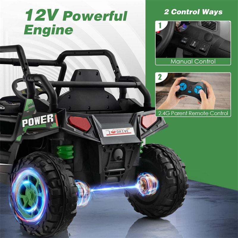 12V Electric Kids Ride-on UTV Car Battery Powered Off-Road Truck with Remote Control LED Lights Music