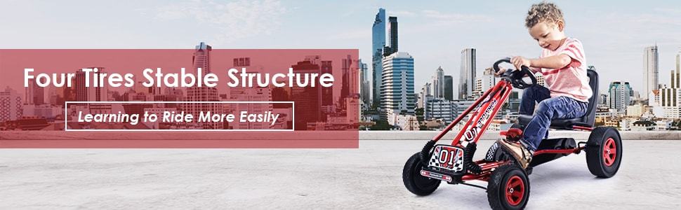 4 Wheel Kids Powered Ride On Pedal Go Kart Outdoor Racer Car