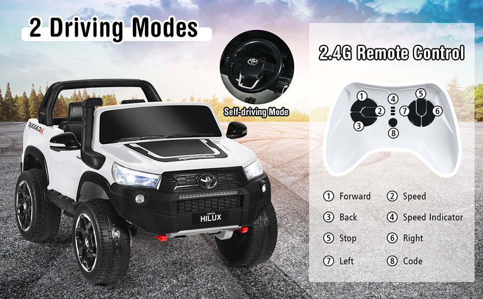 24V Licensed Toyota Hilux Kids Ride On Truck Car 2-Seater 4WD w/ Remote Control