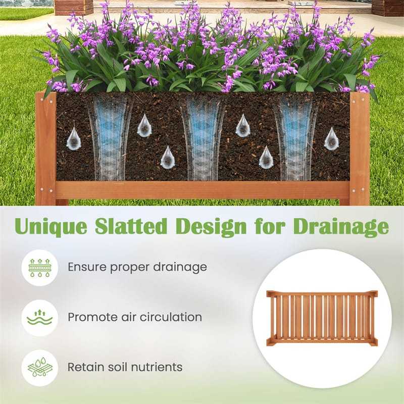 Raised Garden Bed Outdoor Fir Wood Elevated Planter Box Standing Herb Garden Planter with Storage Shelf