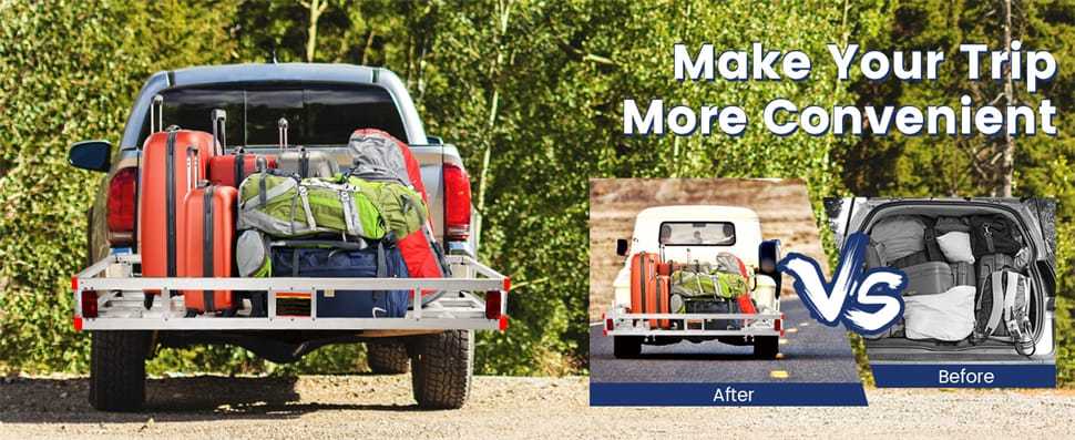 Hitch Cargo Carrier Aluminum Trailer Hitch Mount Cargo Basket Fits 2" Receiver, 500LBS Capacity Heavy Duty Vehicle Rear Luggag Rack for SUV Truck Car