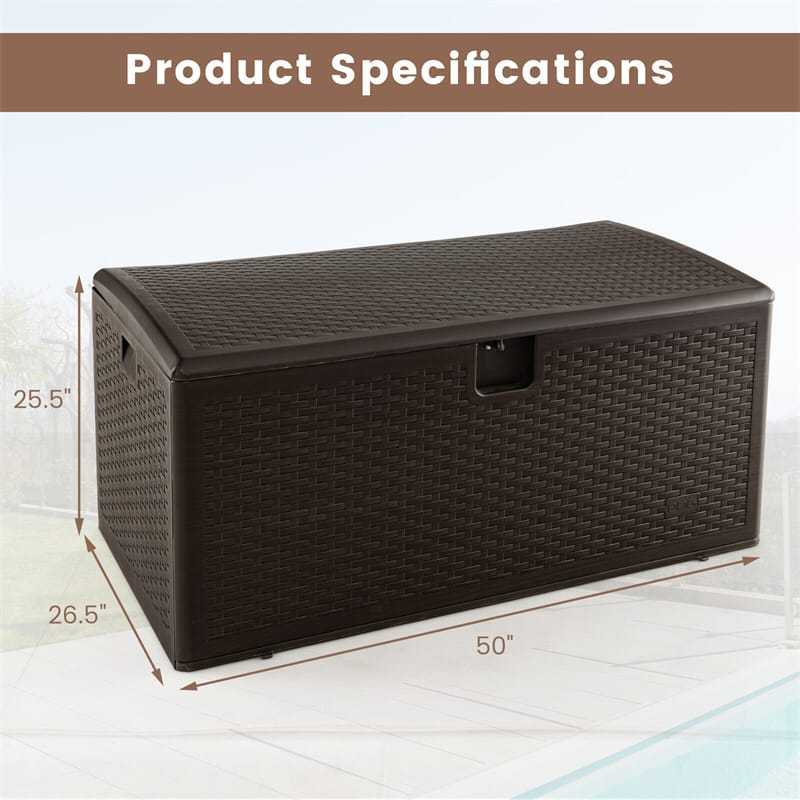 120 Gallon All-Weather HDPE Patio Deck Box with Lockable Lid & Gas Struts, Outdoor Storage Container for Cushions, Garden Tools, Pool Accessories