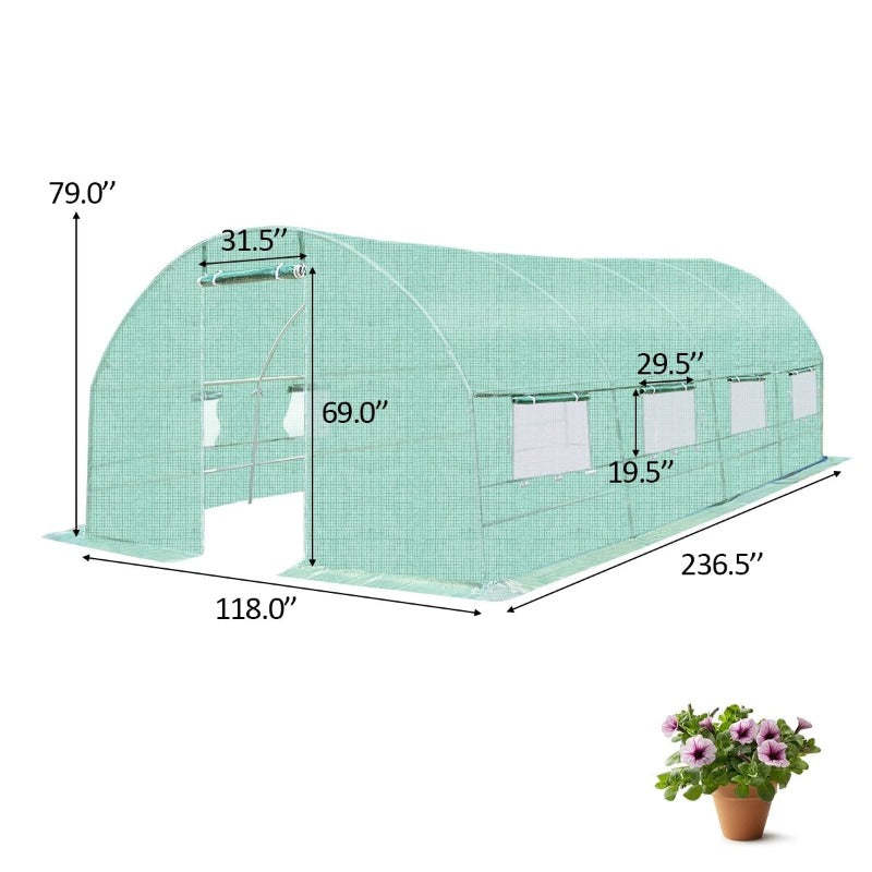 Portable Walk-in Greenhouse Backyard Garden Plant Grow Tents with 8 Windows
