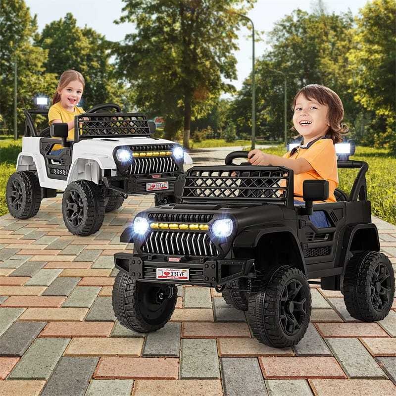 12V Kids Ride-On Truck, Electric Vehicle with Remote Control, Music & LED Lights, Battery Powered Toddler Ride-On Car for Boys & Girls 3+