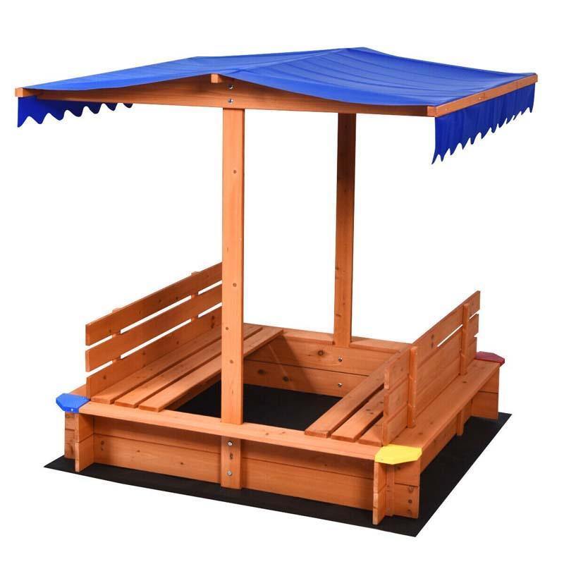 Kids Wooden Sandbox with Canopy
