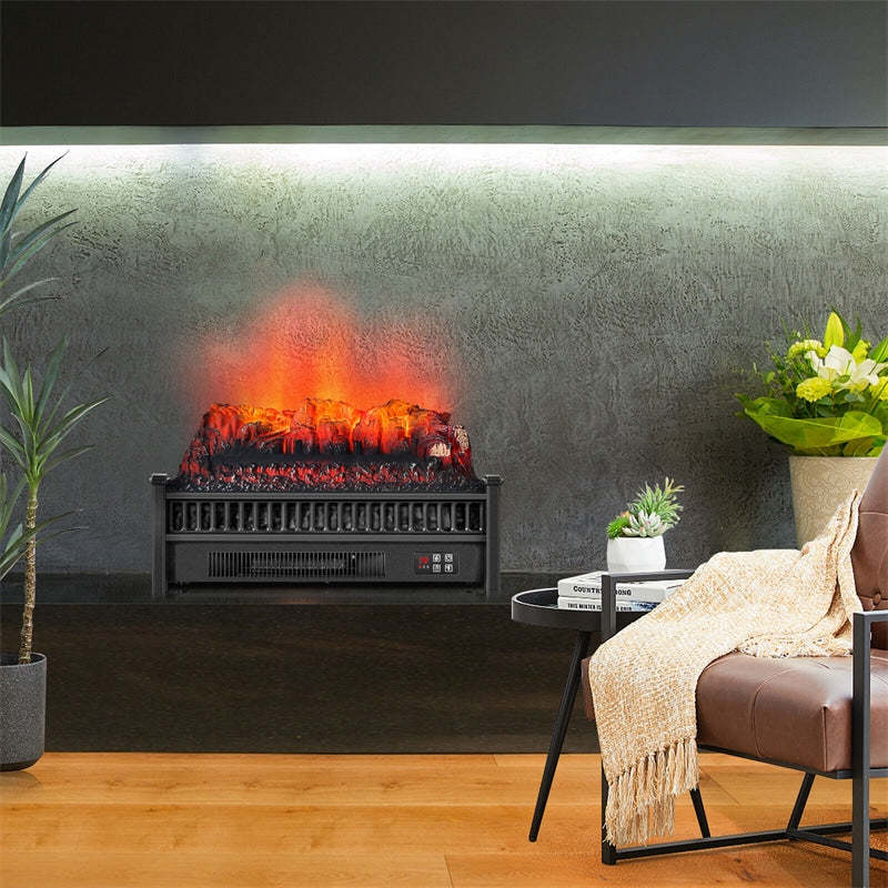 1400W Electric Fireplace Log Heater, Realistic Ember Bed Insert with Remote Control, Adjustable Flame Brightness & Temperature, Overheat Protection