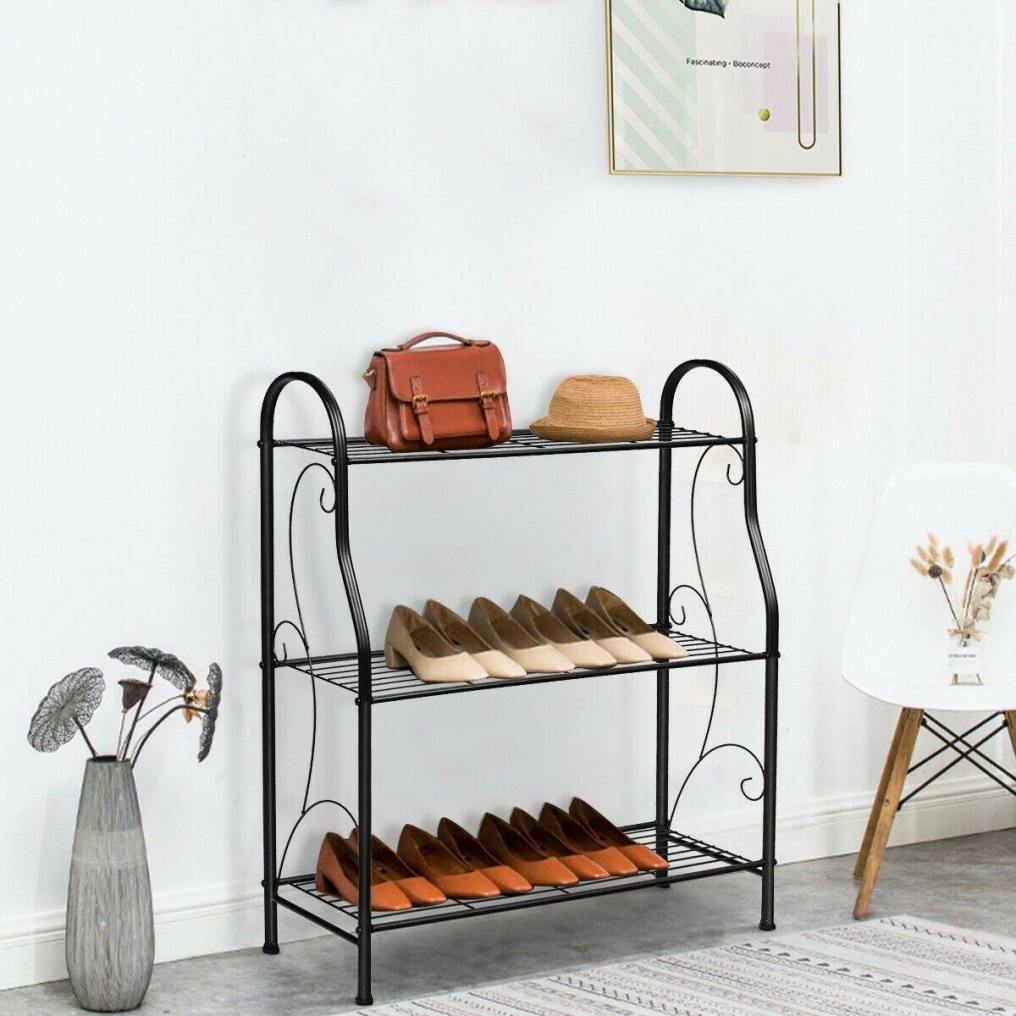 3 Tier Metal Garden Plant Stand Scrollwork Design Plant Shelf Multifunctional Display Rack