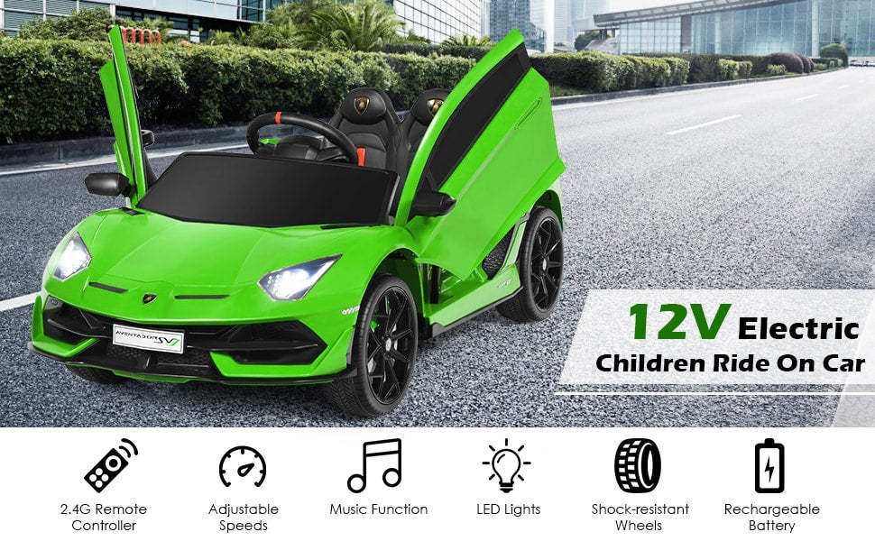 12V Battery Powered Lamborghini SVJ Kids Ride On Car with Trunk & Remote Control