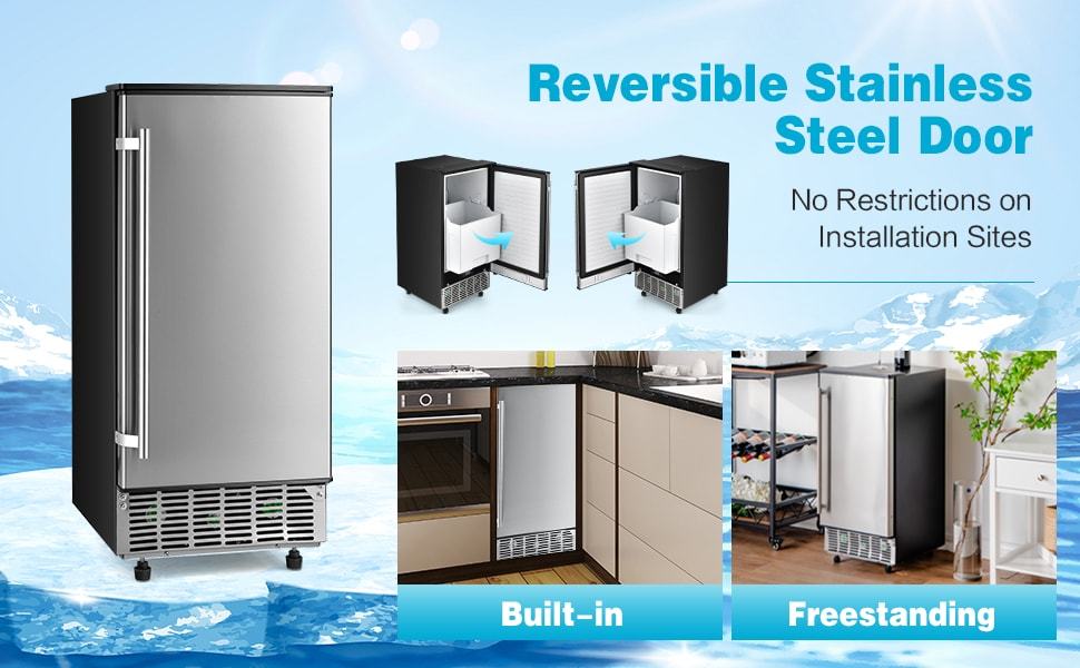 80 lbs/24H Commercial Freestanding Built-in Ice Maker Under Counter Ice Machine with 25 lbs Ice Storage Bin & Drain Pump