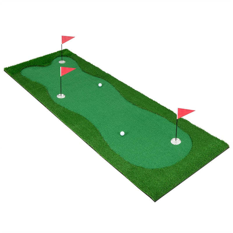 10x3.3FT Golf Putting Green, Large Professional Putting Mat with Artificial Grass Turf, 3 Holes & Flags, Golf Training Mat for Indoor Outdoor Practice