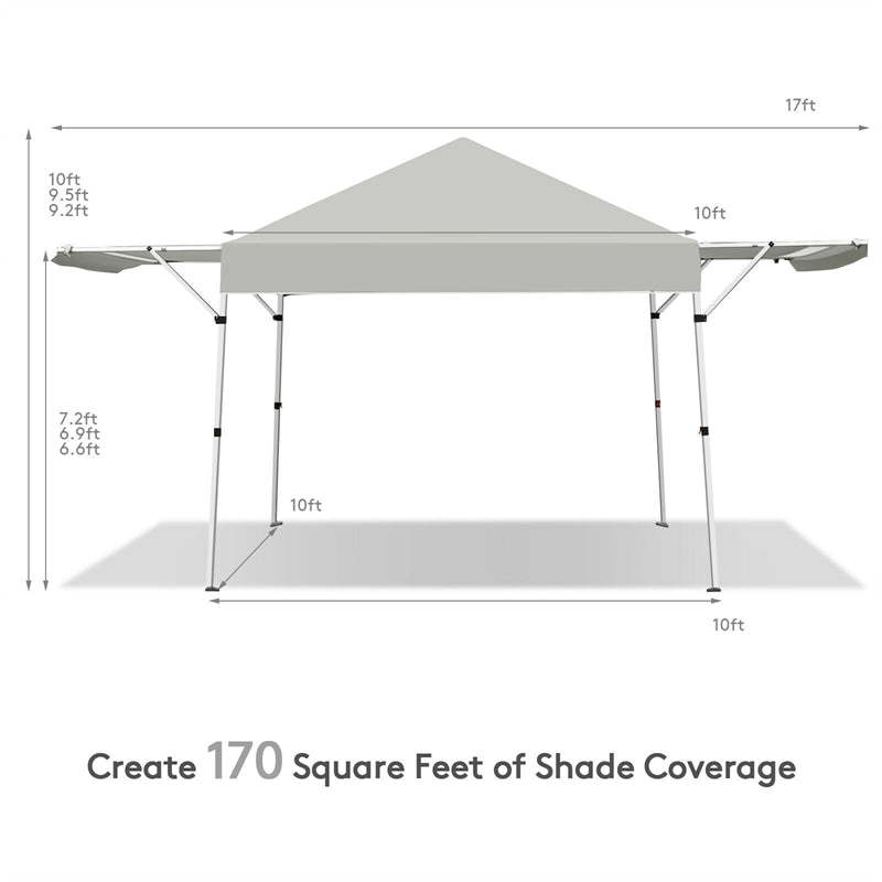 17' x 10' Foldable Pop-up Canopy Tent with Adjustable Dual Awnings