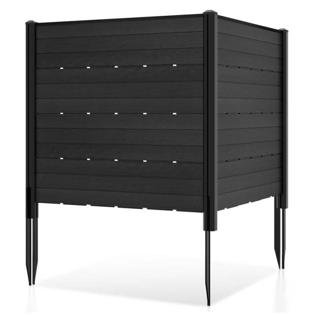 Air Conditioner Fence 2 Panels, 48"W x 46"H Outdoor HDPE Privacy Screen with 5 Ground Stakes, Freestanding Fence for Pool Pump & Trash Cans