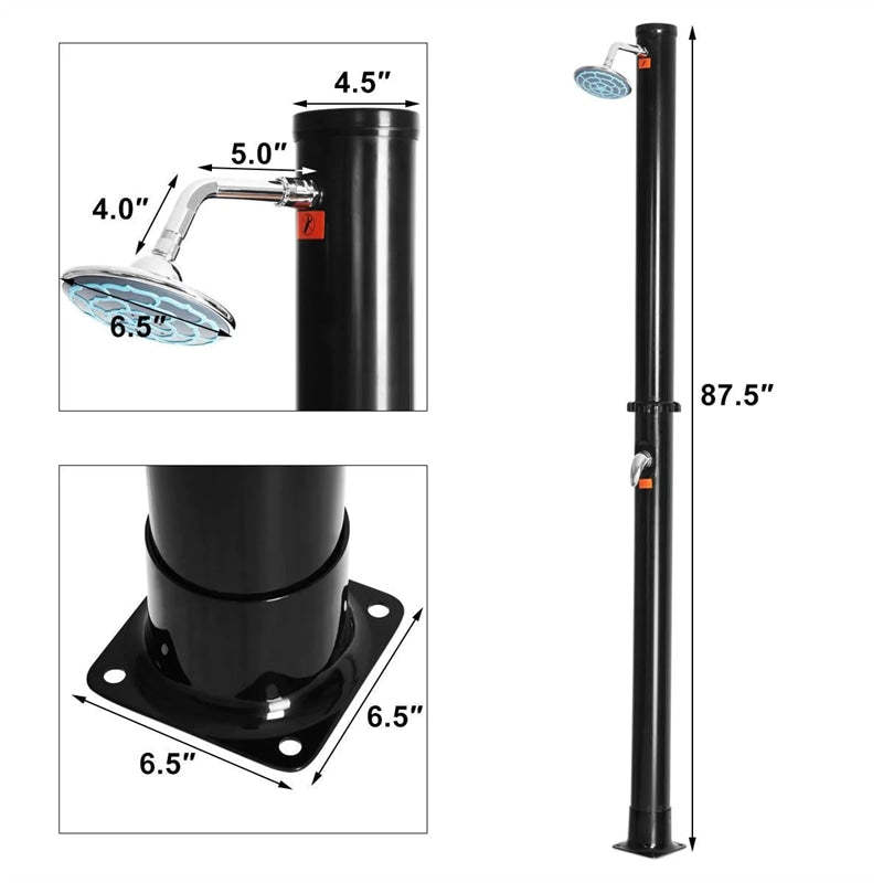 5.5 Gallon Solar Heated Outdoor Shower, 7.2FT Freestanding Solar Shower with 360° Swivel Shower Head, Foot Shower for Garden Backyard, Beach Pool Spa