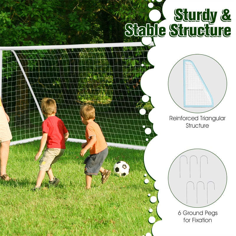 12 x 6FT All-Weather Soccer Goal Portable Soccer Net with Strong UPVC Frame for Kids Adults Backyard Soccer Practice Training