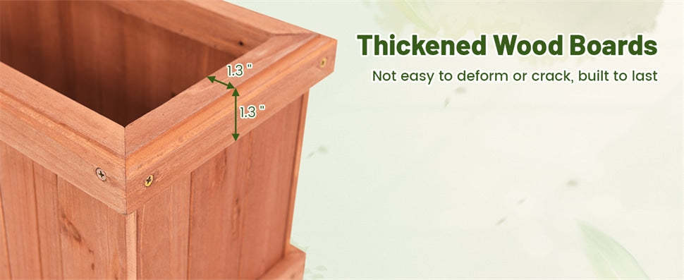 40" Wooden Raised Garden Bed, Outdoor Rectangle Planter Box with Drainage Holes for Flowers, Vegetables & Fruits, Backyard Patio Wood Planter