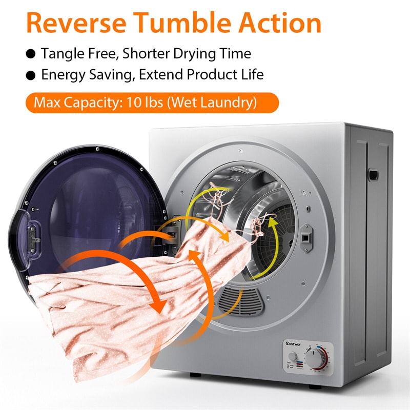 Portable Clothes Dryer, Compact 110V Electric Dryer with 4 Automatic Drying Mode & Stainless Steel Tub, Small Laundry Dryer for Apartment Dorm