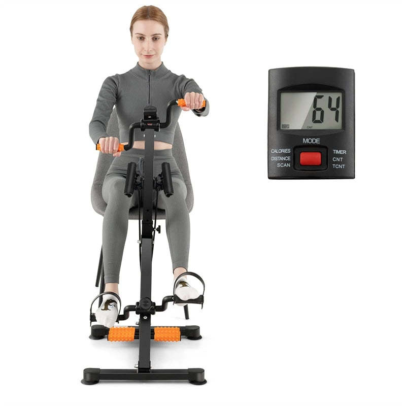 Pedal Exercise Bike for Seniors, Adjustable Arm/Leg/Knee Rehab Machine with Massage & LCD Monitor, Total Body Home Exercise Equipment for Elderly