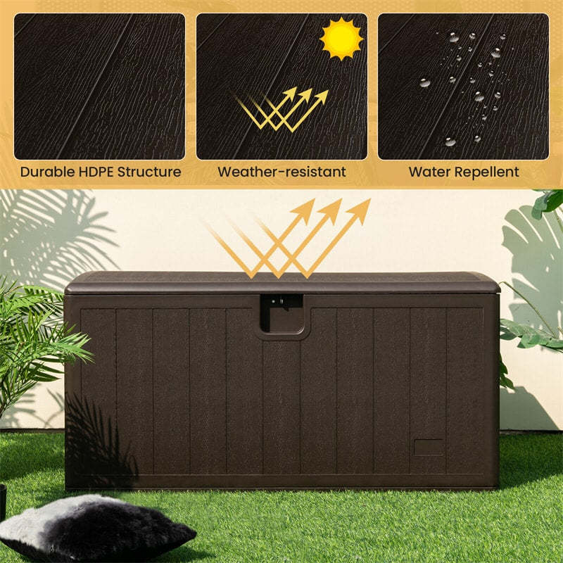 130 Gallon Deck Box All Weather Outdoor Storage Box Patio Container with Lockable Lid for Yard Garden