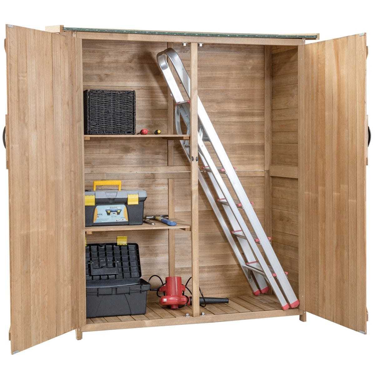 Outdoor Storage Shed Garden Utility Tools Organizer with Lockable Doors