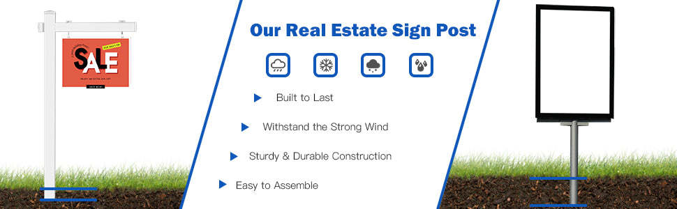 6 Ft Vinyl UPVC Real Estate Yard Sign Post