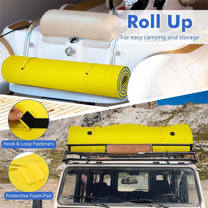 9' x 6' Floating Water Pad, 3 Layer Tear-Resistant XPE Floating Foam Mat with Rolling Pillow, Lily Pad for Lake Pool Beach Water Recreation