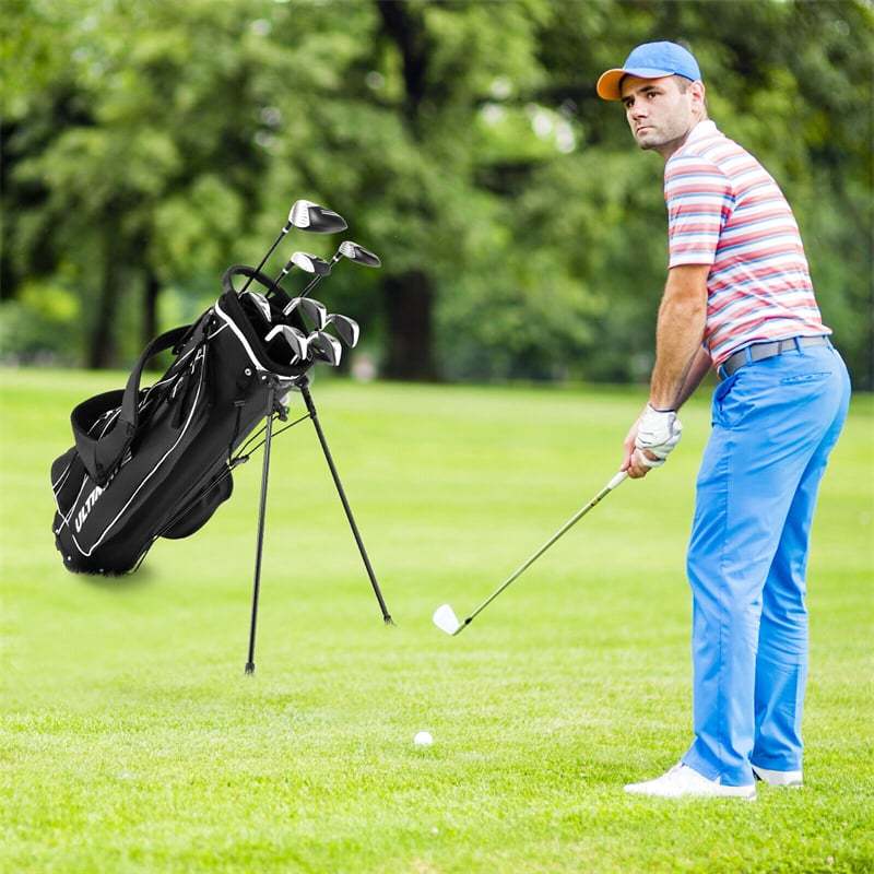 10 Pieces Men's Golf Club Set Right Hand, Complete Golf Club Package Set with 460cc #1 Driver, #3 Fairway Wood, Hybrid, Irons, Putter & Bag