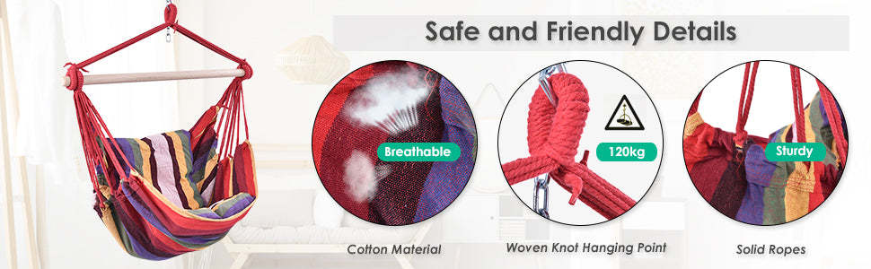 Outdoor Porch Yard Deluxe Hammock Chair Hanging Rope Swing