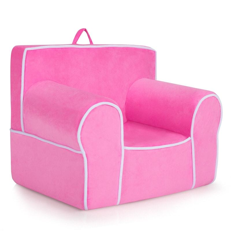 Kids Couch, Toddler Soft Sofa with Removable Washable Velvet Surface for Play Room, Nursery, Preschool, Foam Filled Armchair for 0-5 Boys & Girls