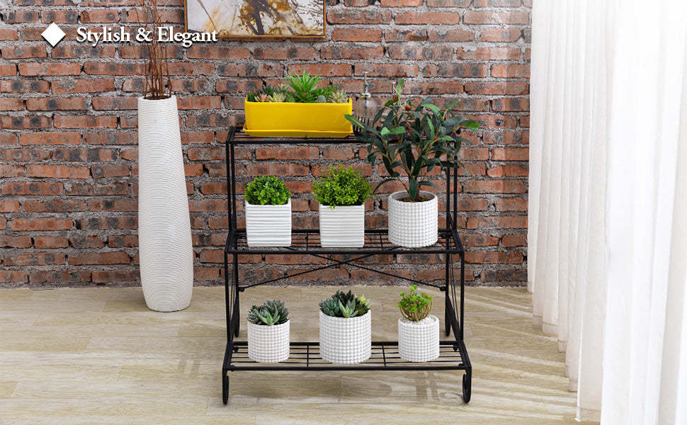 3 Tier Outdoor Metal Garden Planter Holder Rack