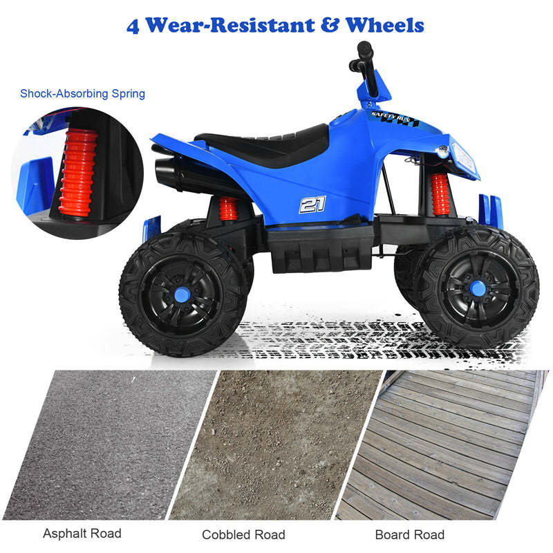 12V Kids Electric Ride On ATV Quad 4-Wheeler with 4 LED Lights and Spring Suspension