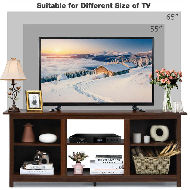 2-Tier Farmhouse Universal TV Stand for 18" Electric Fireplace, 58" Entertainment Center Media Console Up to 65" Flat Screen TVs