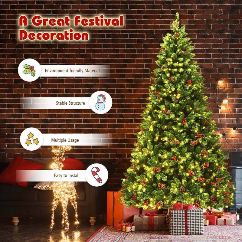 7.5FT Pre-lit Hinged Christmas Tree with 550 LED Lights
