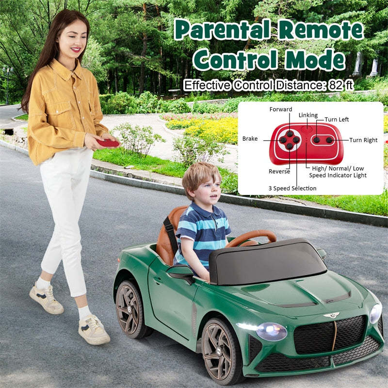 12V Kids Ride-on Car, Licensed Bentley Bacalar Electric Vehicle with Remote Control, LED Lights, Wireless Connection & Sound for 3+ Years Old
