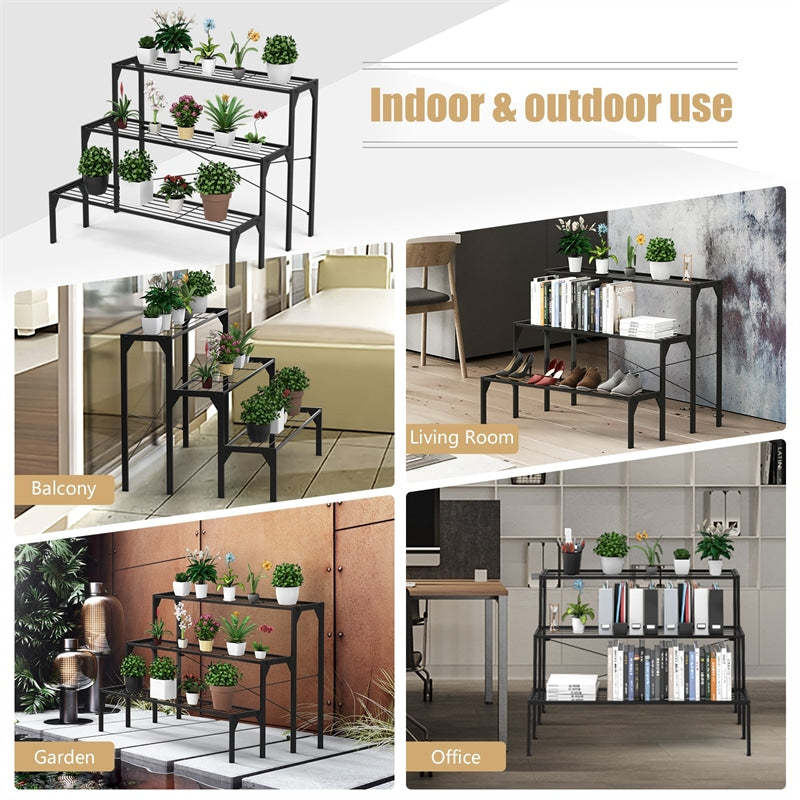 3-Tier Metal Plant Stand Ladder Plant Stand Planter Flower Pot Holders for Home Garden