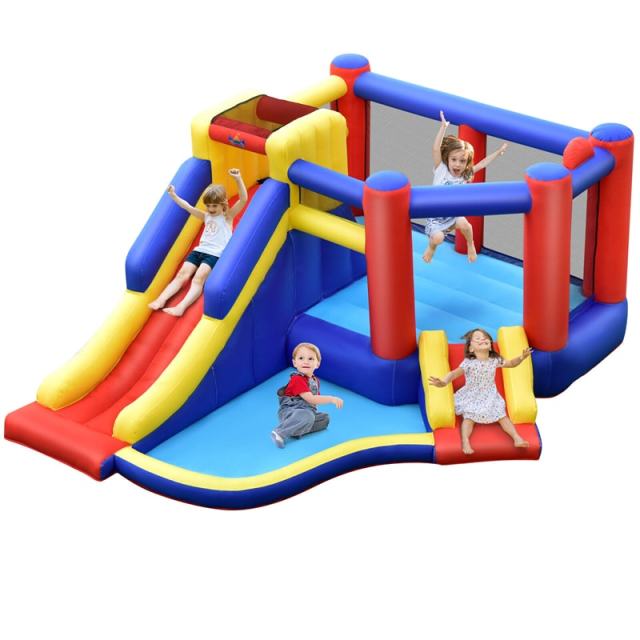Inflatable Bounce House Kids Jumping Castle Bouncy House with Double Slides & Climbing Wall for Toddlers Backyard Birthday Gifts
