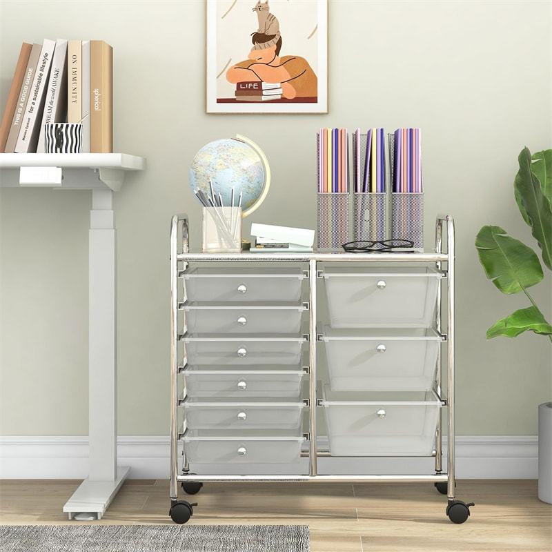9-Drawer Rolling Storage Cart, Mobile Art & Craft Supply Organizer on Wheels, Metal Frame, Drawer Utility Cart for Classroom Office Home Salon