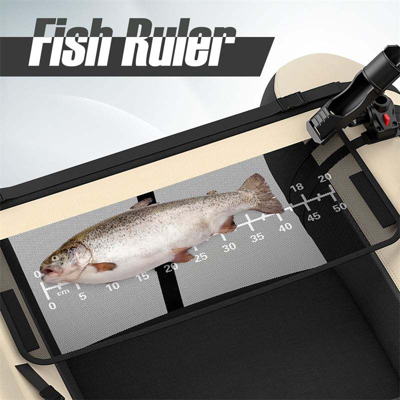 Fishing Float Tube, Inflatable Fishing Boat with Pump, Paddle, Fish Ruler, Flippers, Storage Pockets, Portable Backpack Belly Boat, Holds 350LBS