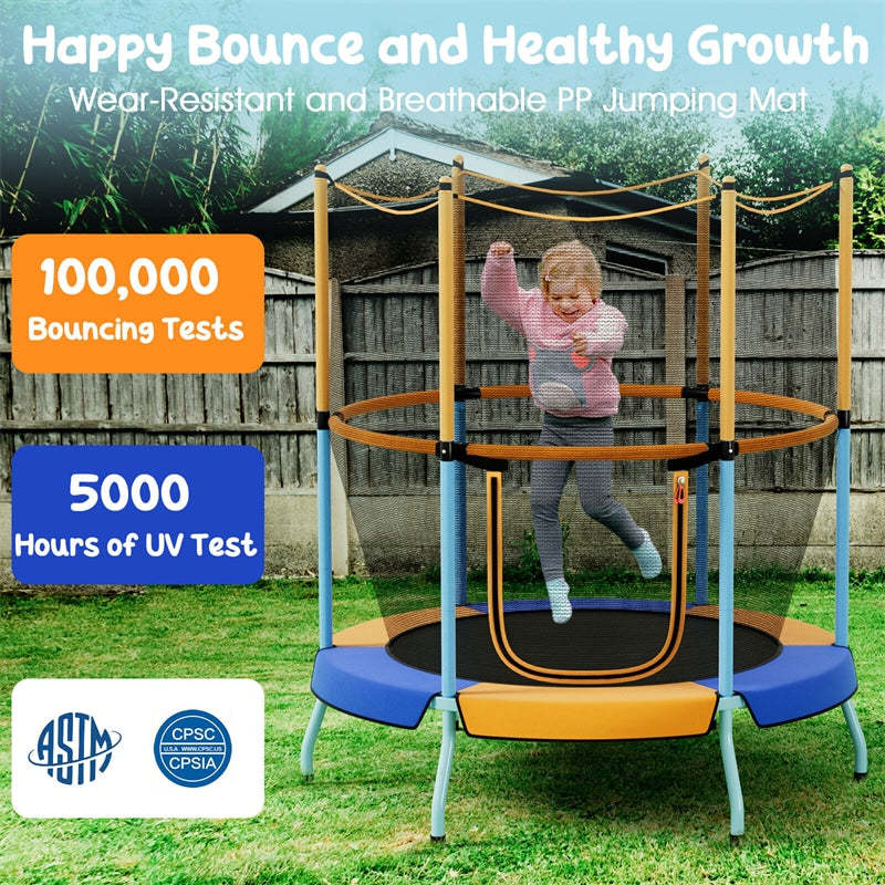 48” Kids Trampoline ASTM Approved Toddler Trampoline with All-round Enclosure Net & Large U-Shaped Access for Outdoor Indoor