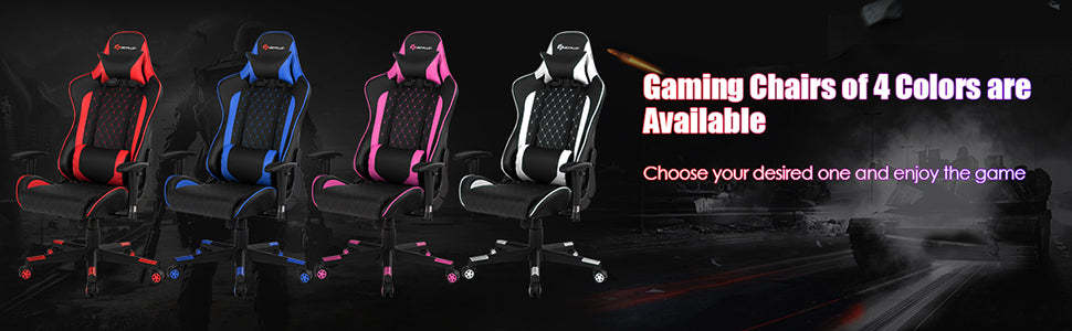 Massage Gaming Chair Gaming Recliner Ergonomic High Back Office Computer Chair with Adjustable Armrest & Lumbar Pillow