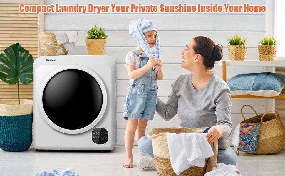 1700W Electric Portable Clothes Dryer Tumble Laundry Dryer 13.2 lbs Capacity with Stainless Steel Tub