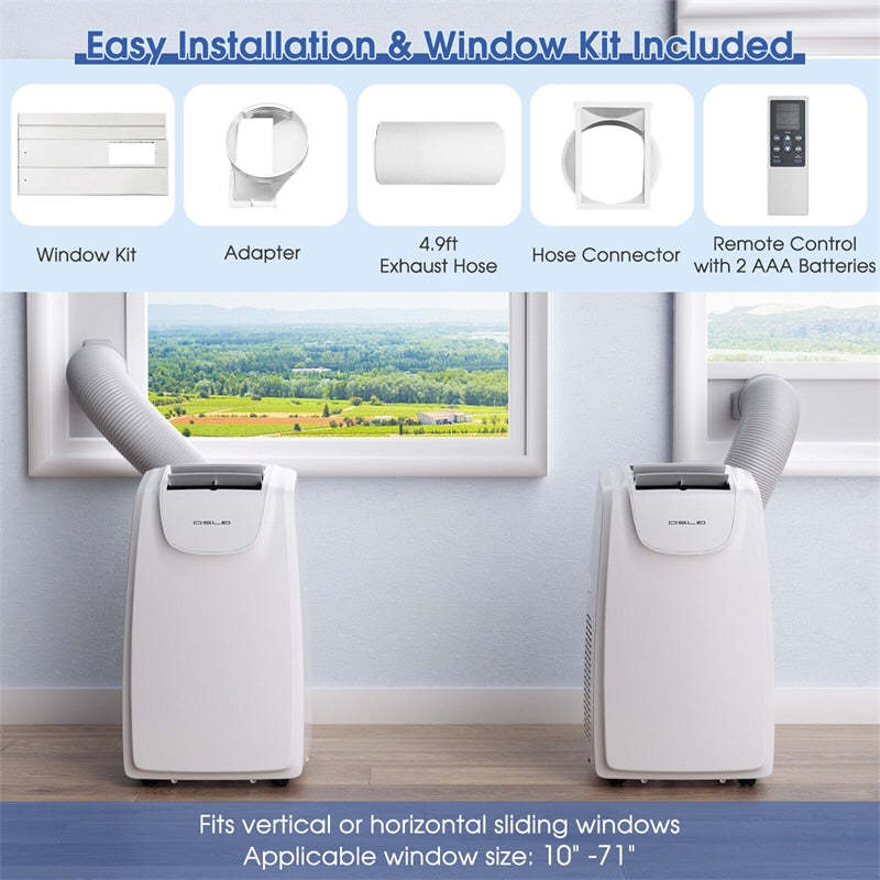 12000 BTU 3-in-1 Portable Air Conditioner with Cooling Fan Dehumidifier Function & Remote Control