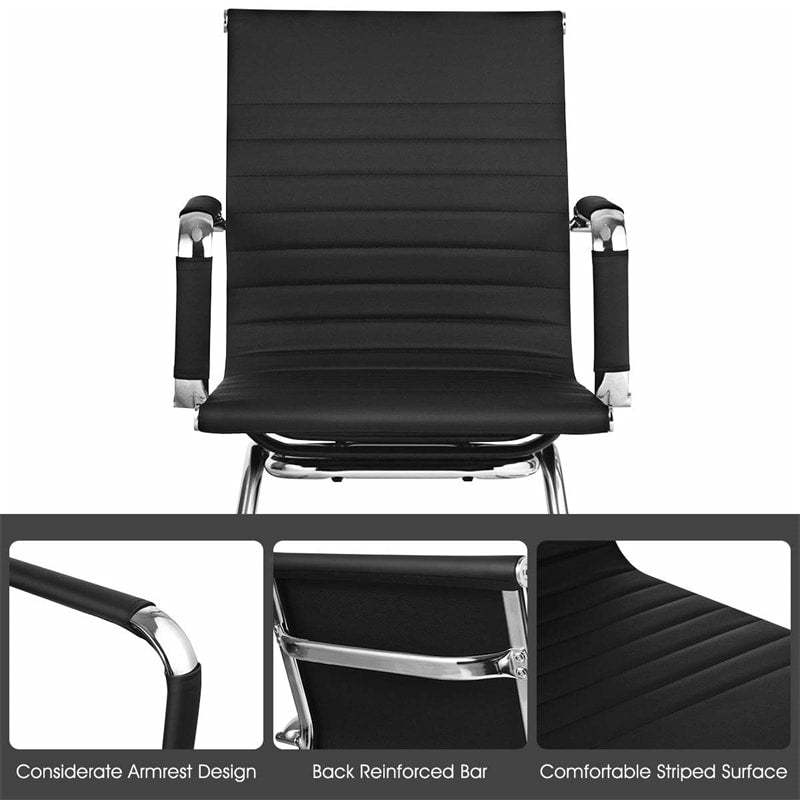 Set of 2 Heavy Duty PU Leather Conference Chairs Guest Reception Chairs Office Chairs with Armrests & Sled Metal Base