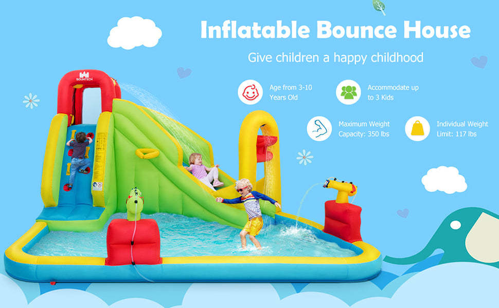 Inflatable Splash Pool Water Slides 7-in-1 Kids Jumper Bouncy Castle without Blower
