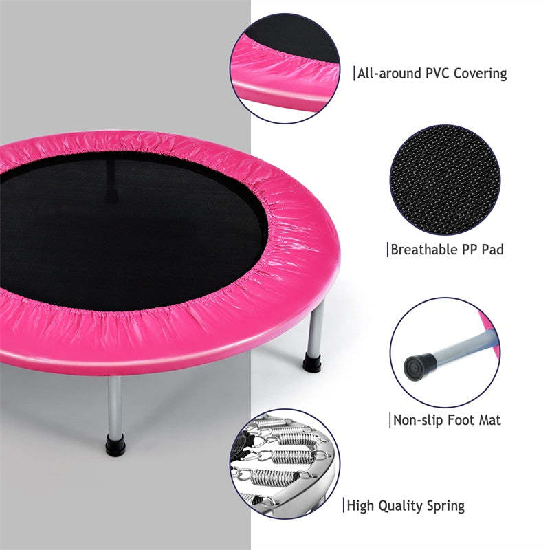 38" Mini Folding Trampoline, Foldable Fitness Rebounder for Adults & Kids, Indoor/Outdoor Exercise, Max Load 330lbs, Portable Workout Trampoline
