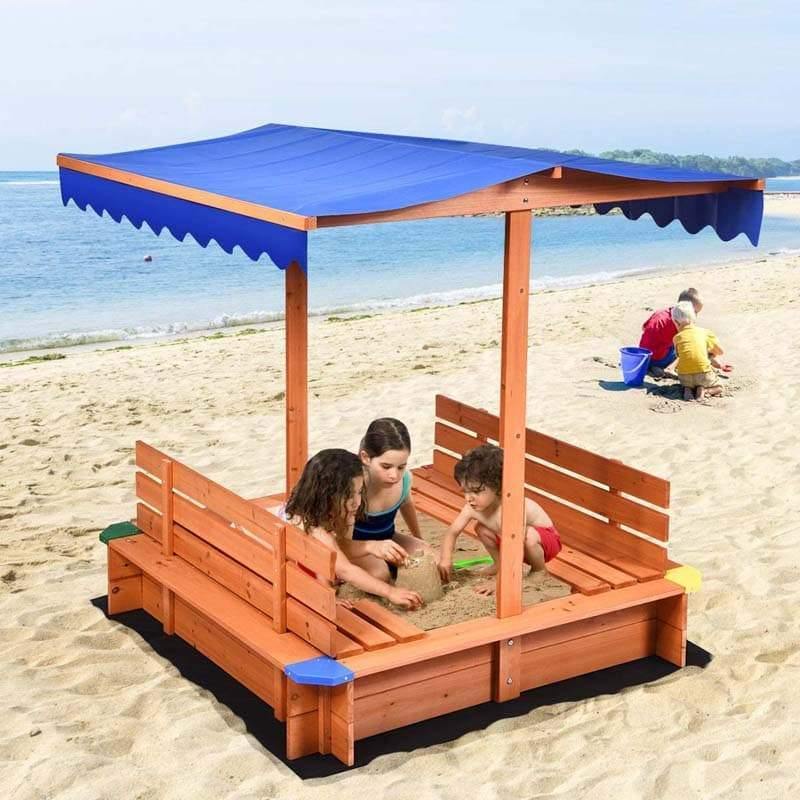 Kids Wooden Sandbox with Canopy