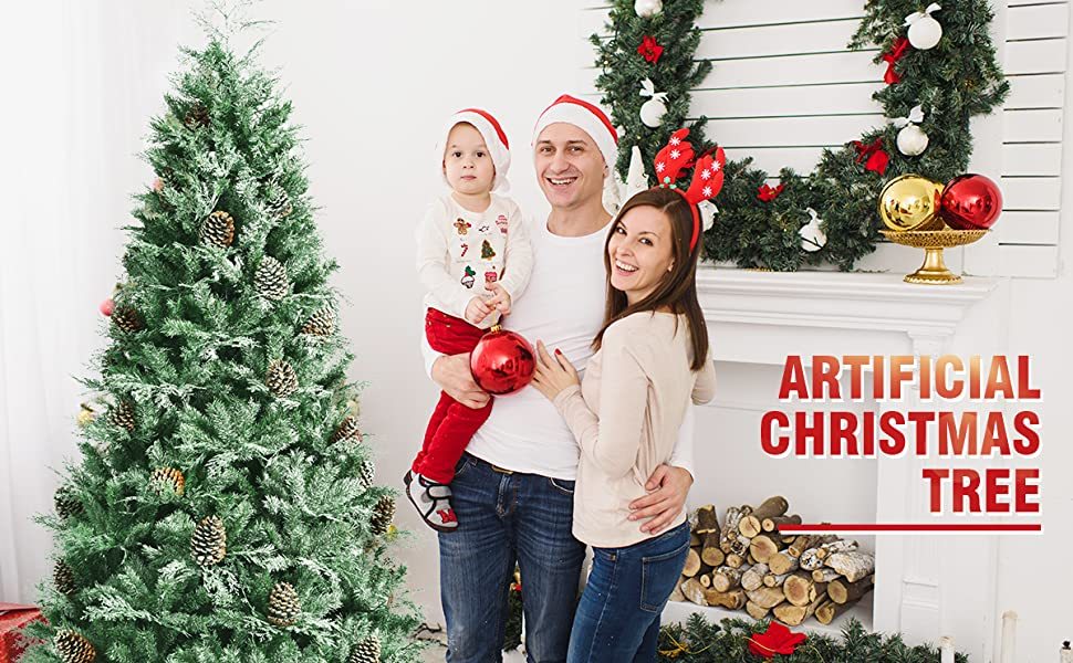 8ft Snow Flocked Hinged Artificial Christmas Tree with 1651 Branch Tips