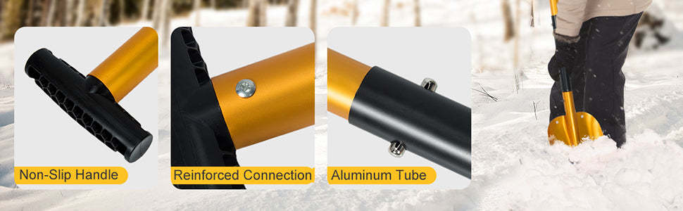 Folding Aluminum Snow Shovel Adjustable Emergency Utility Shovel with Non-slip Handle