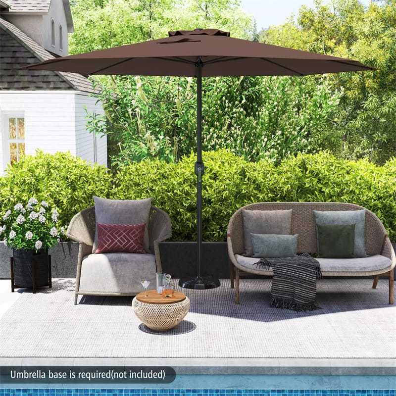 12FT Outdoor Patio Umbrella, 8-Rib Market Umbrella with Crank Handle & Vented Canopy, Sun-Protective Waterproof for Deck, Poolside, Garden